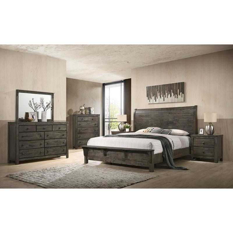 Gray wood deals bed set